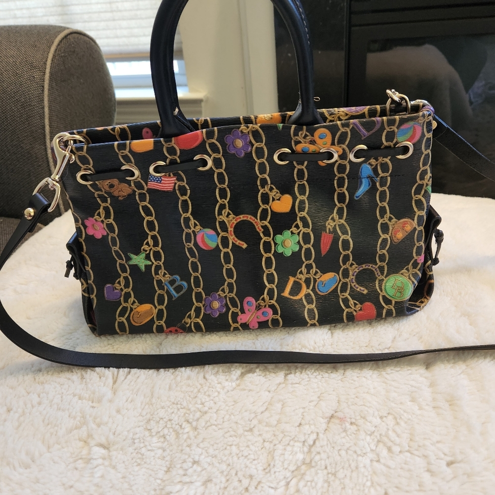 Dooney and Bourke Charms Black Shiny Satchel